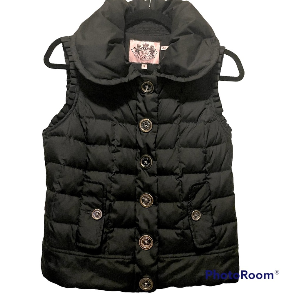 Juicy Couture Black Angel Down Puffer Vest Small